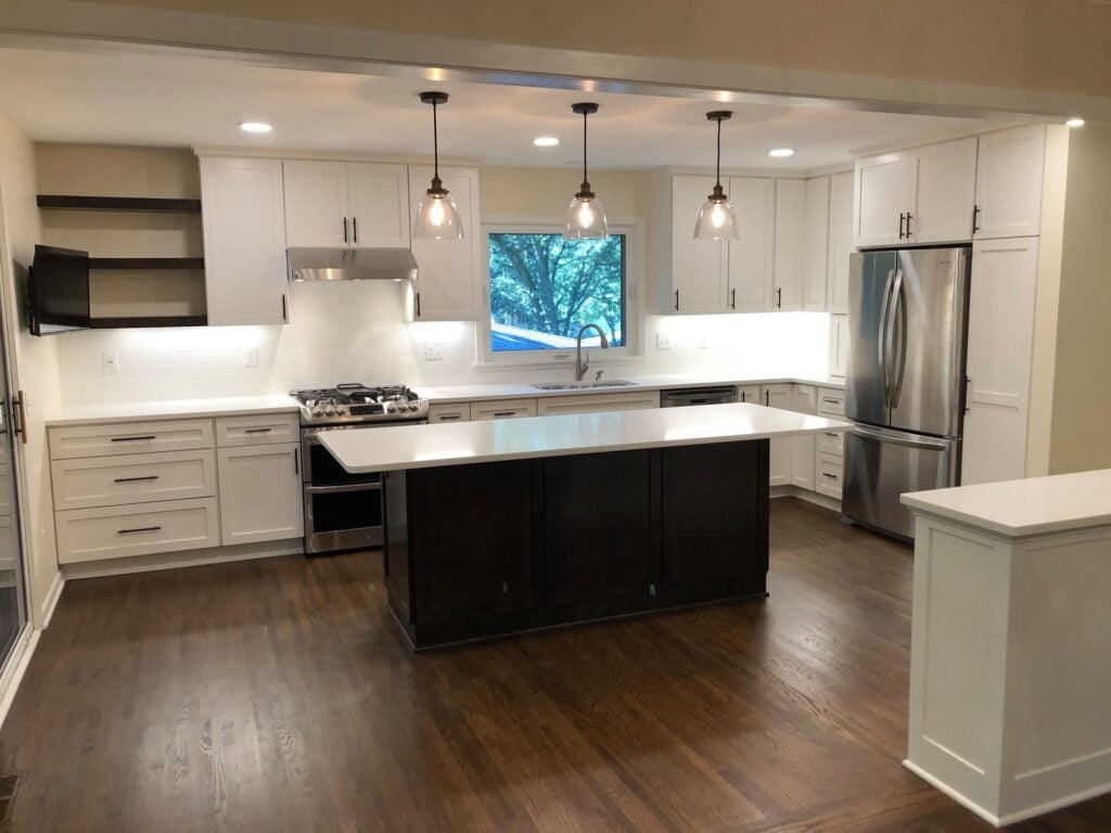 Newly remodeled kitchen with a large kitchen island