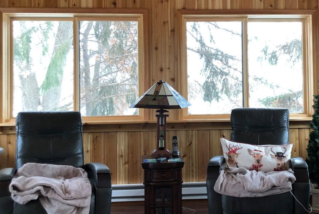 New windows behind two armchairs